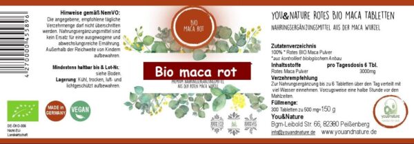 Bio Maca rot 500 mg – Bild 2