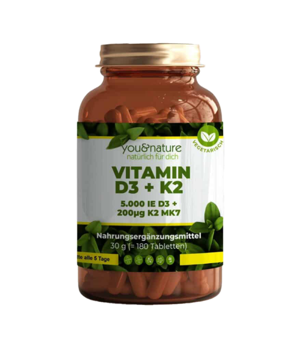 Vitamin D3 5.000 I.E. + Vitamin K2 200 mcg - 180 Tabletten