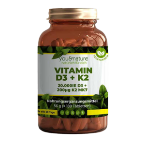 Vitamin D3 + K2 MK7 20.000 IE + 200 µg  180 Tabletten