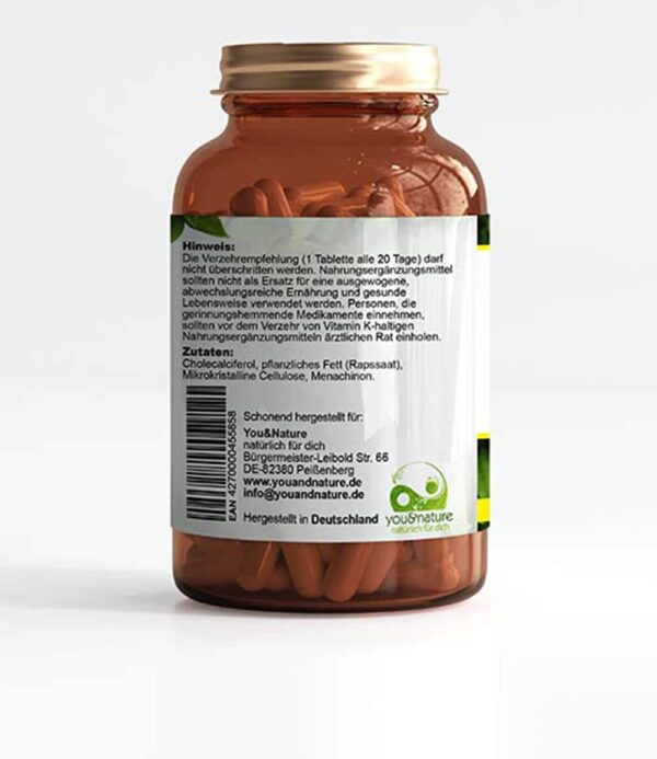 Vitamin D3 + K2 MK7 20.000 IE + 200 µg  180 Tabletten – Bild 7