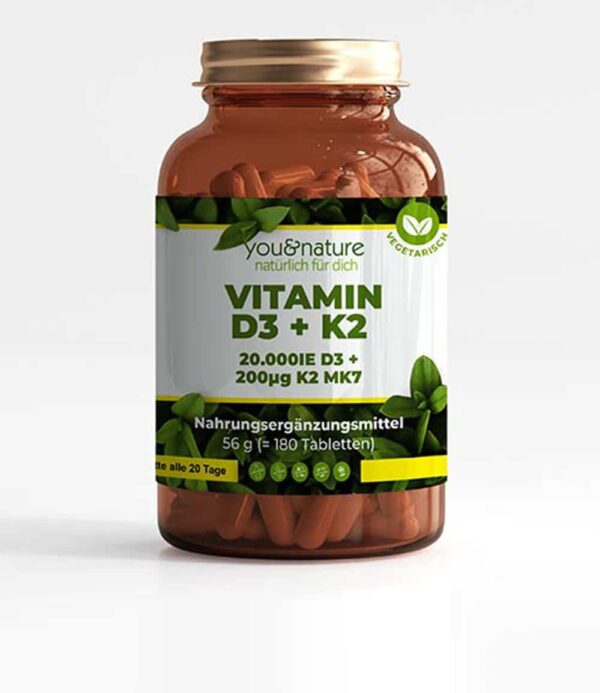 Vitamin D3 + K2 MK7 20.000 IE + 200 µg  180 Tabletten – Bild 5