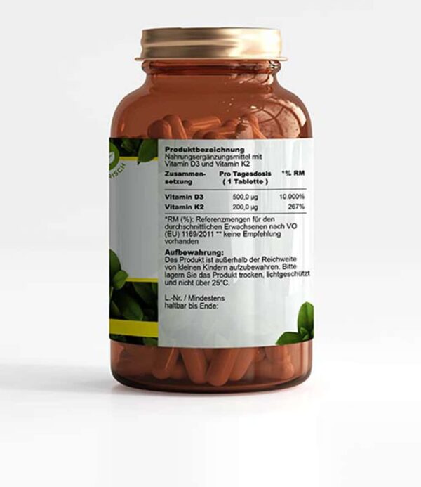 Vitamin D3 + K2 MK7 20.000 IE + 200 µg  180 Tabletten – Bild 6
