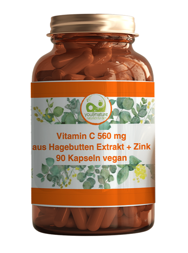 Vitamin C 1000 mg 90 Kapseln aus Hagebutten Extrakt + Zink vegan – Bild 8