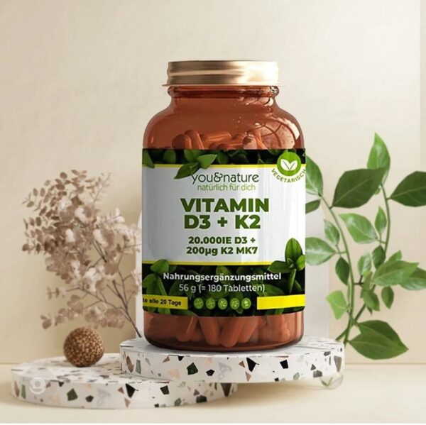 Vitamin D3 + K2 MK7 20.000 IE + 200 µg  180 Tabletten – Bild 2