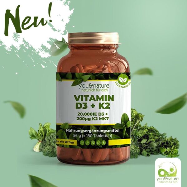 Vitamin D3 + K2 MK7 20.000 IE + 200 µg  180 Tabletten – Bild 9
