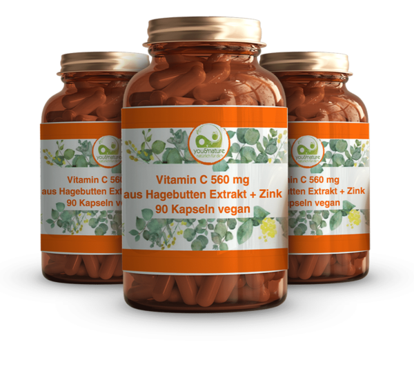 Vitamin C 1000 mg 90 Kapseln aus Hagebutten Extrakt + Zink vegan – Bild 6